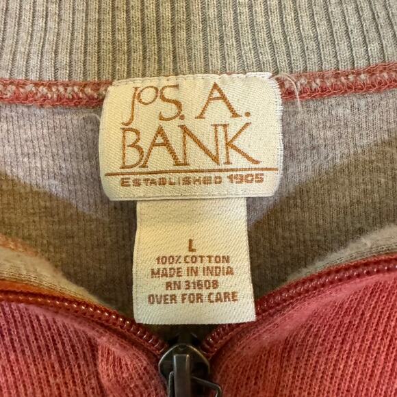 Jos. A. Bank Rust Brown 1/4 Zip Cotton Pullover Sweater Men Large Casual Classic - Picture 4 of 6